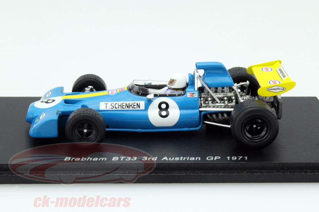 Tim Schenken Brabham BT33 #8 3 Oostenrijks GP Formule 1 1971 1:43 Spark