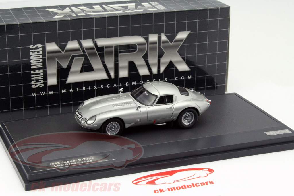 Jaguar E-Type Low Drag Coupe År 1963 sølv 1:43 Matrix