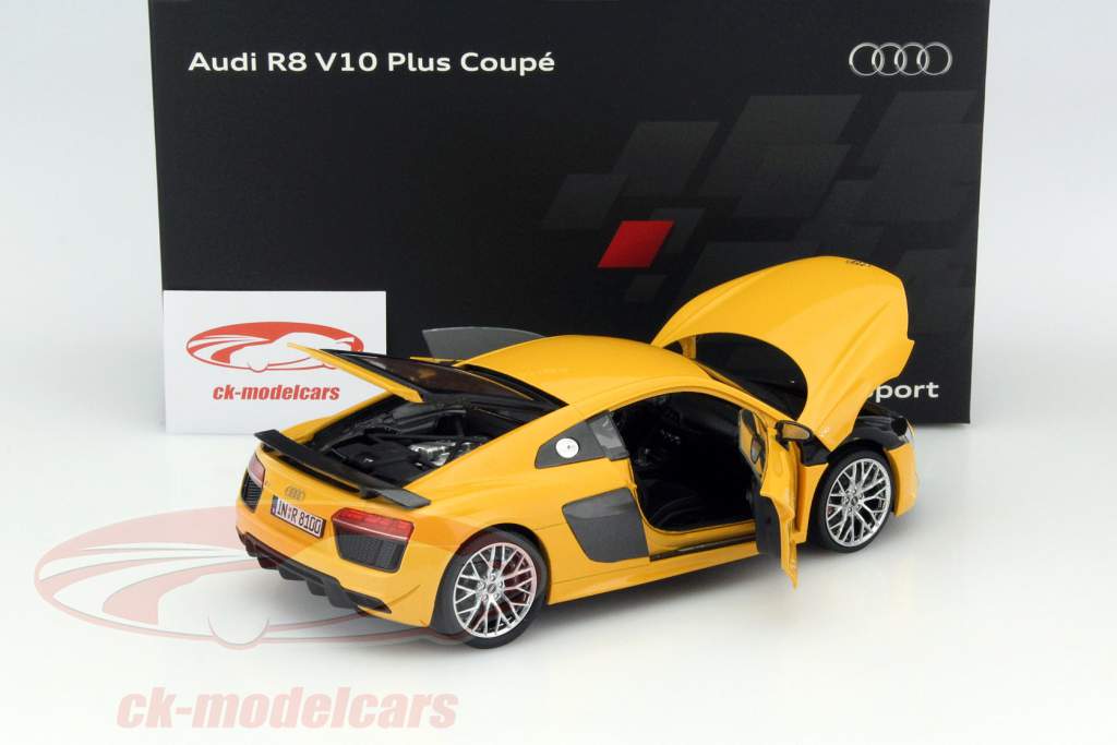 Audi R8 V10 Plus Coupe Baujahr 2015 vegas gelb 1:18 iScale
