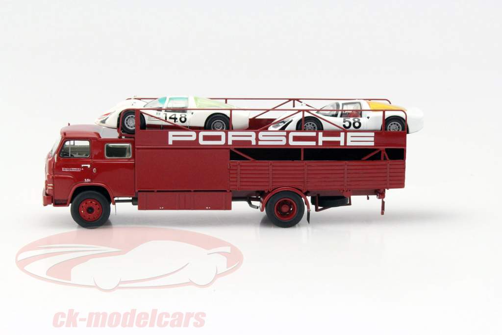 德国曼(MAN) 635 保时捷赛车运输车 红色 1:43 舒克 Schuco