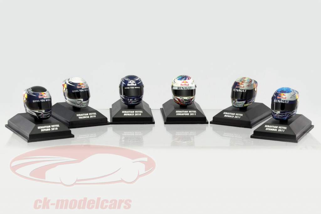 17 pcs Set Sebastian Vettel Red Bull complet casque collection 1:8 Minichamps
