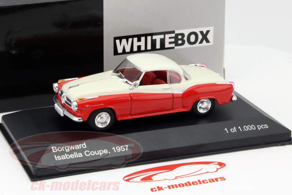 博格瓦德 Isabella 跑车 1957年 白/红色 1:43 白箱模型 WhiteBox