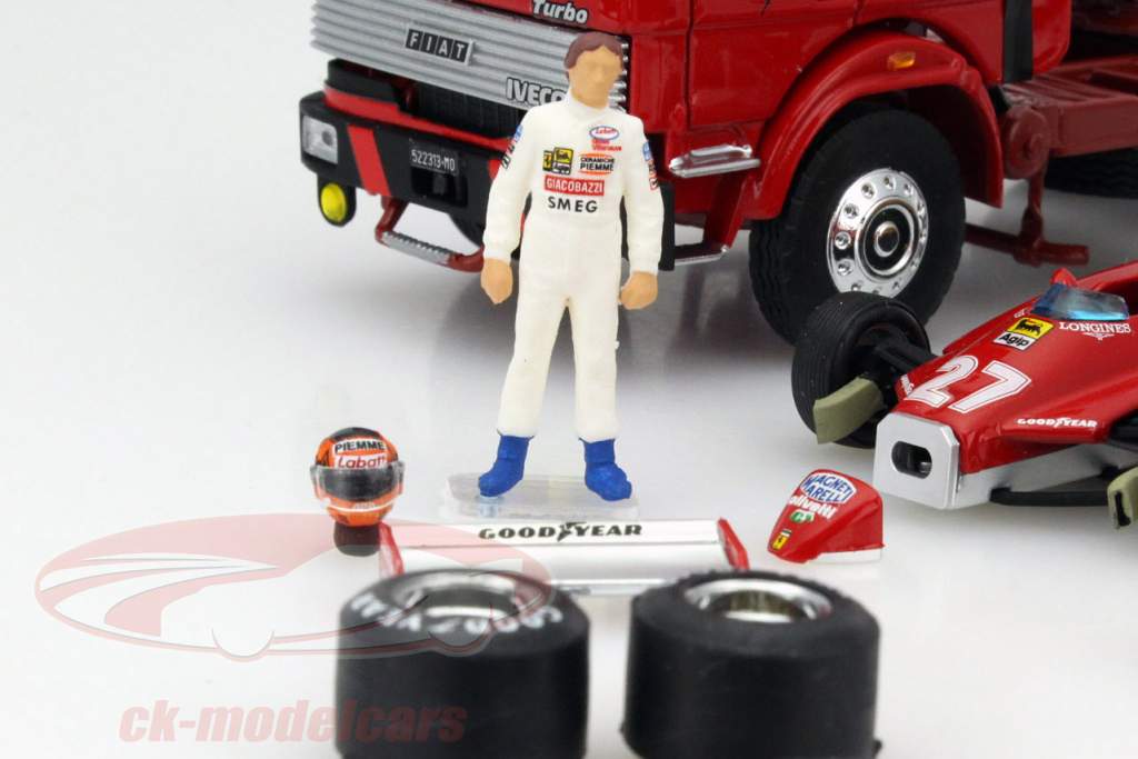 Fahrerfigur Gilles Villeneuve Formel 1 1982 mit Zubehör 1:43 Brumm