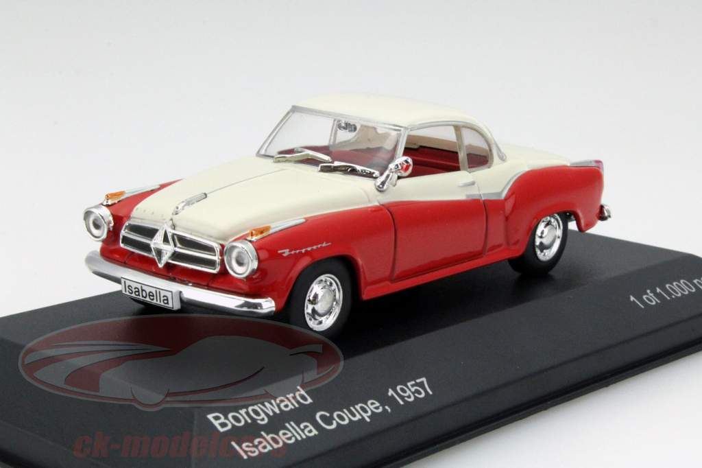 博格瓦德 Isabella 跑车 1957年 白/红色 1:43 白箱模型 WhiteBox