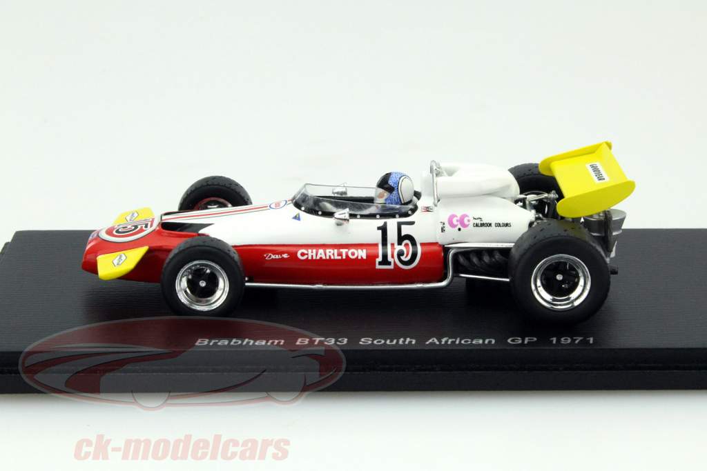 Dave Charlton Brabham BT33 #15 Zuiden Afrikaanse GP Formule 1 1971 1:43 Spark