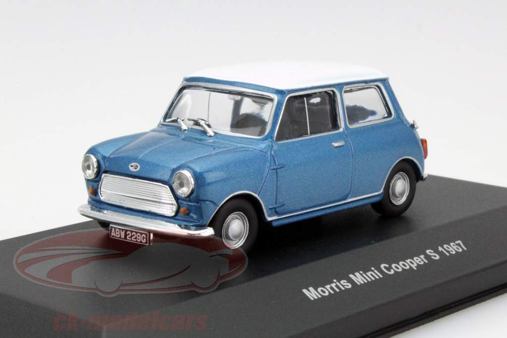 Morris Mini Cooper S År 1967 blå / hvid 1:43 Solido