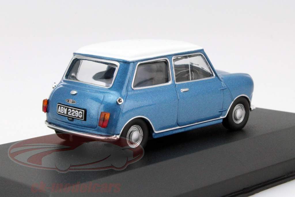 Morris Mini Cooper S År 1967 blå / hvid 1:43 Solido