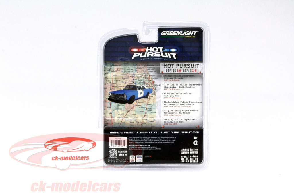 Ford Custom Год 1967 Chicago Police Department 1:64 Greenlight