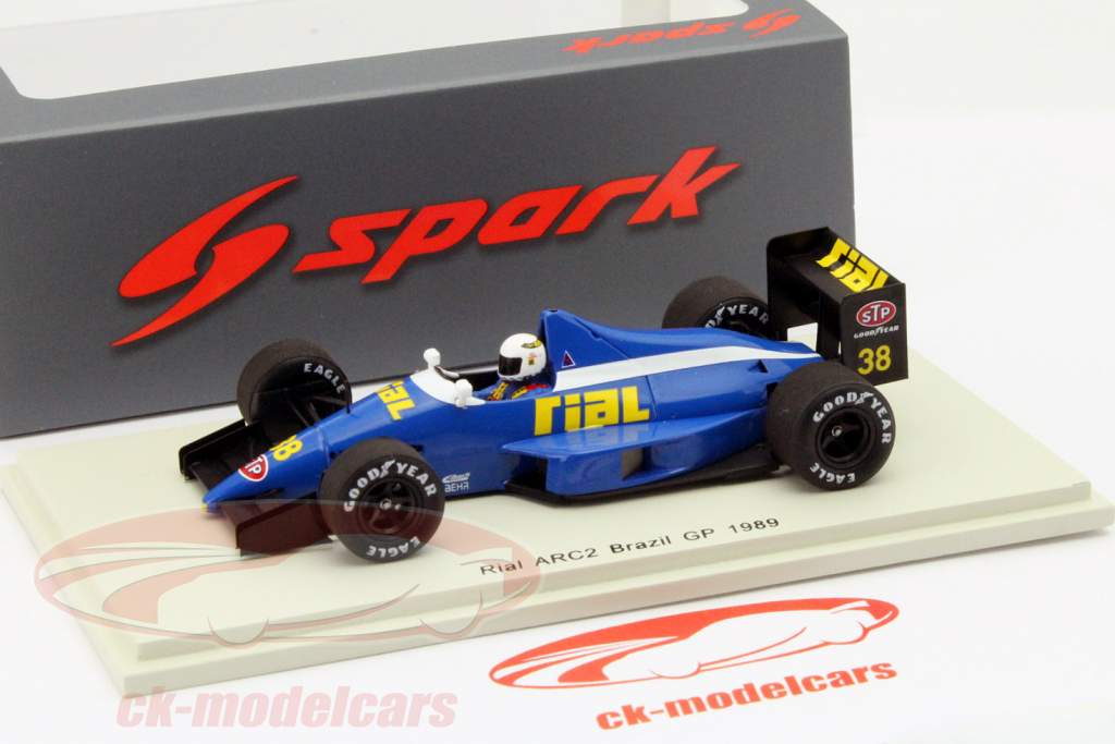 车手:克里斯蒂安-达内尔~Rial ARC2 #38 巴西一级方程式大奖赛1989年 1:43 Spark