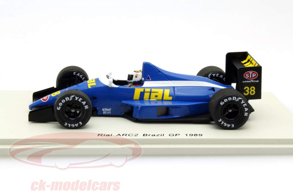 Christian Danner Rial ARC2 #38 Brésil GP Formule 1 1989 1:43 Spark