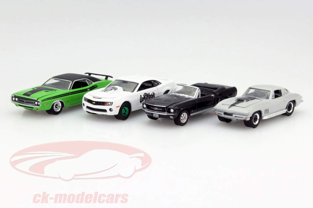 Gas Monkey Garage 4-Car Set grøn 1:64 Greenlight