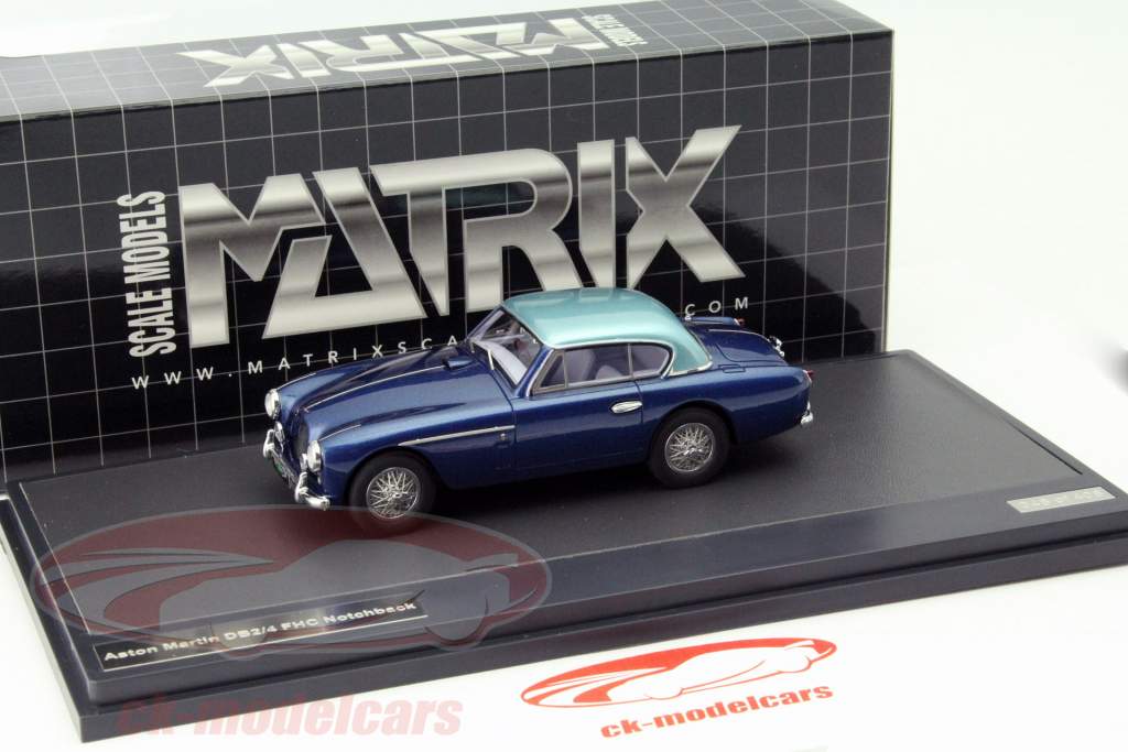 Aston Martin DB2/4 FHC Notchback Baujahr 1955 blau 1:43 Matrix