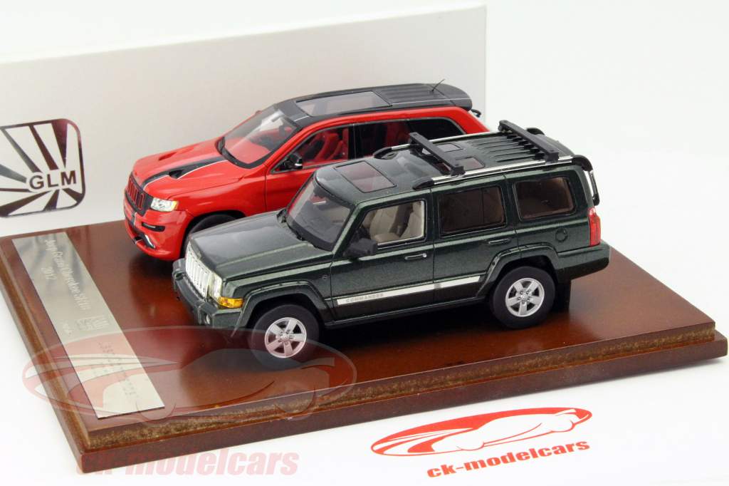 2-Car Set Jeep Commander and Grand Cherokee SRT8 verde / rojo 1:43 GLM