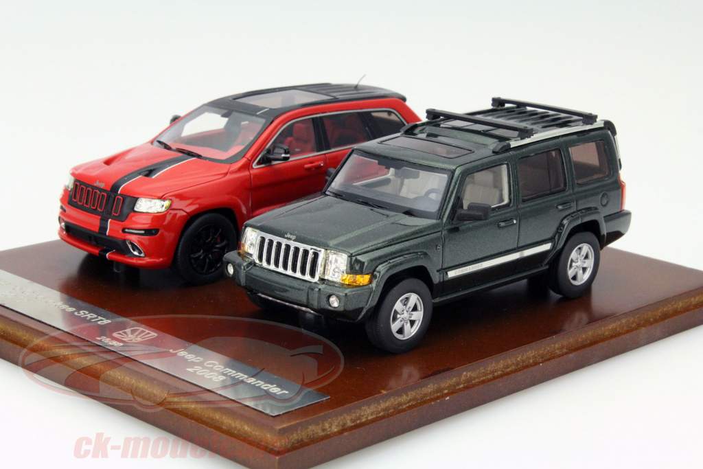 2-Car Set Jeep Commander and Grand Cherokee SRT8 verde / rojo 1:43 GLM