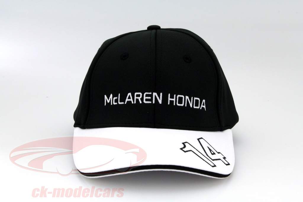 Fernando Alonso Conductor Cap Fórmula 1 2015 Curvo Punto más alto Cap negro / blanco