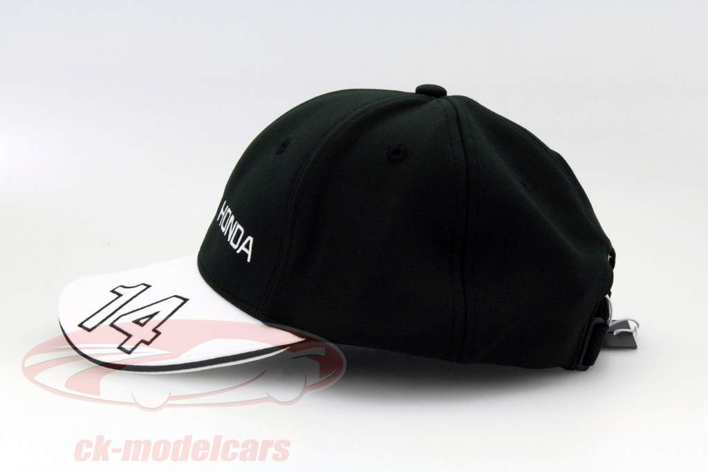 Fernando Alonso Conductor Cap Fórmula 1 2015 Curvo Punto más alto Cap negro / blanco