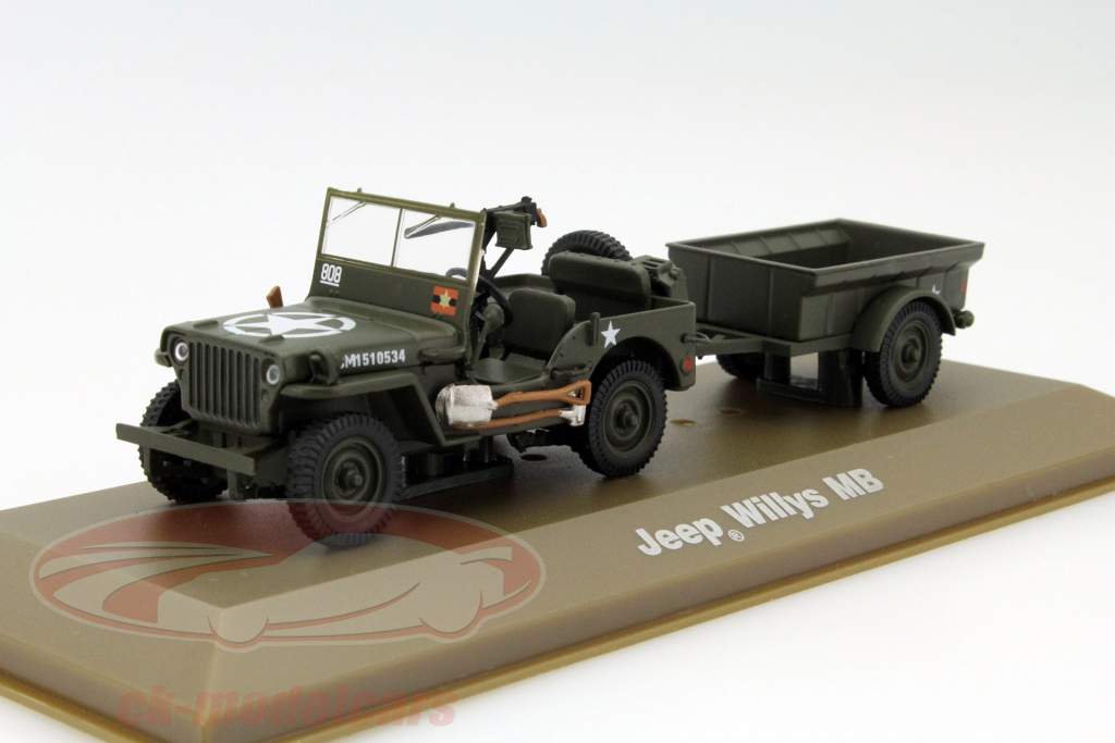 Jeep Willy's MB Militære biler mørkegrøn 1:43 Atlas