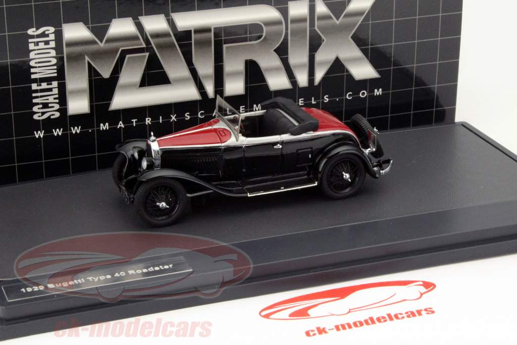 布加迪40型跑车1929年 黑/深红色 1:43 Matrix