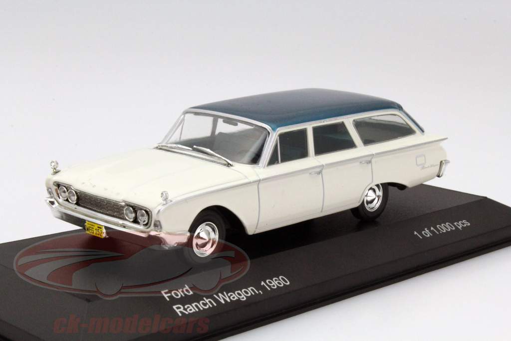 Ford Ranch Wagon Год 1960 белый / бирюзовый 1:43 WhiteBox