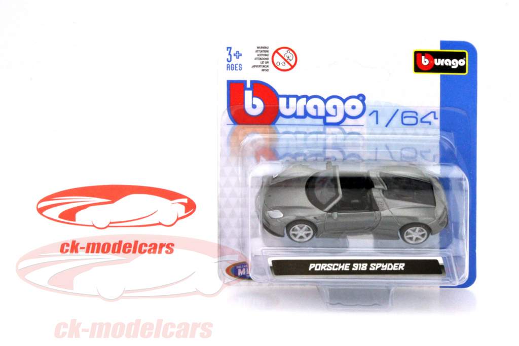 保时捷 918 Spyder 银色 1:64 比美高 Bburago