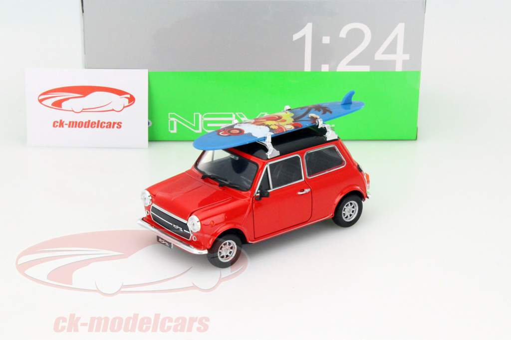 Mini Cooper 1300 With surfboard red 1:24 Welly