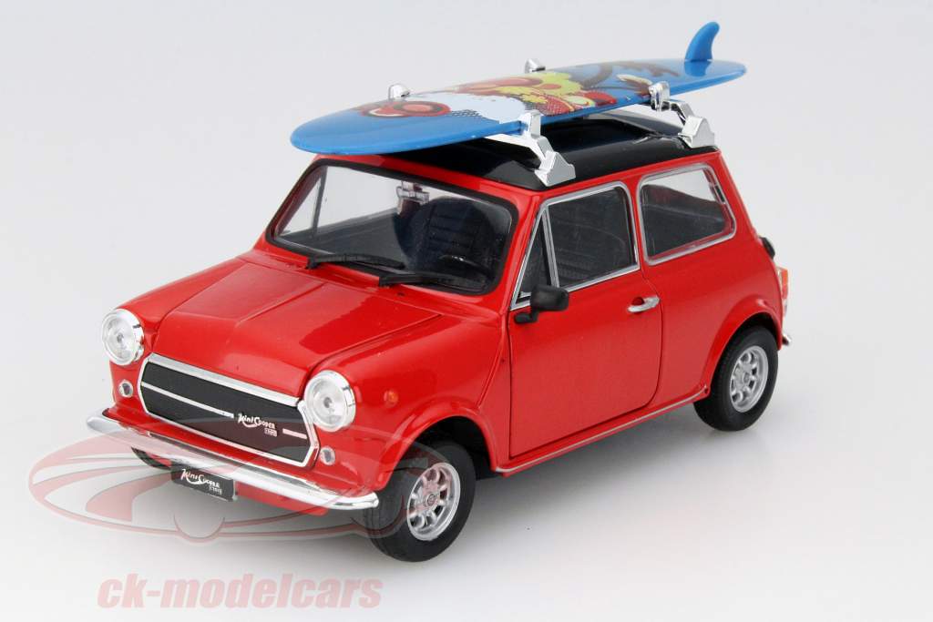 Mini Cooper 1300 With surfboard red 1:24 Welly