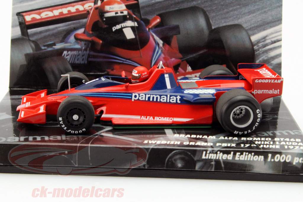 Niki Lauda Brabham BT46B #1 Vencedor Suécia GP Fórmula 1 1978 1:43 Minichamps