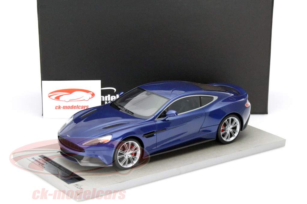 Aston Martin Vanquish Coupe blau mit schwarzem Innenraum 1:18 Tecnomodel