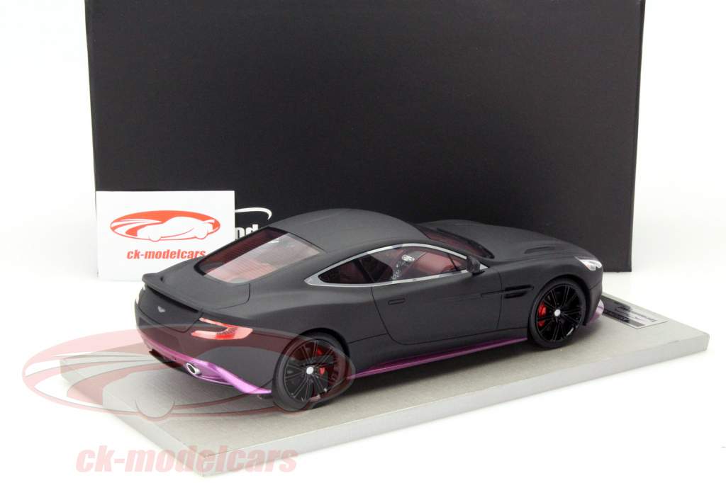 Aston Martin Vanquish Coupe mat sort med rød Interiør 1:18 Tecnomodel