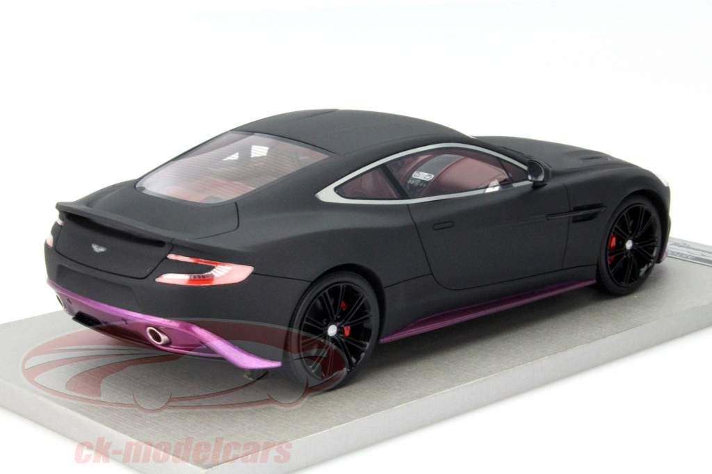 Aston Martin Vanquish Coupe mat sort med rød Interiør 1:18 Tecnomodel