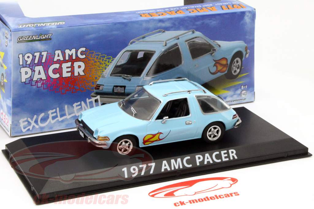 AMC Pacer Year 1977 Light Blue With Flame 1:43 Greenlight