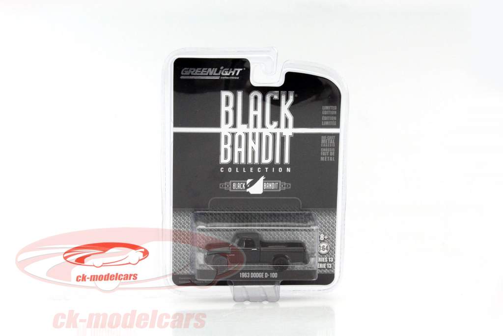 Dodge D-100 Pick Up År 1963 sort 1:64 Greenlight