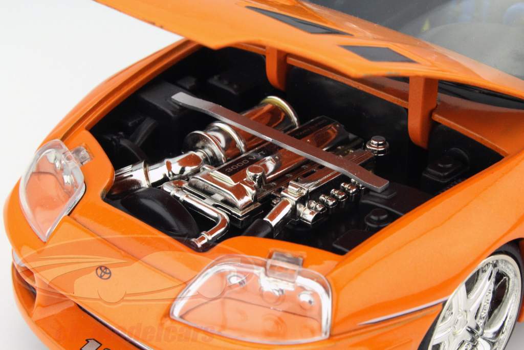 2-Car Set Dom's Dodge Charger R/T og Brian's Toyota Supra sort / appelsin 1:24 Jada Toys