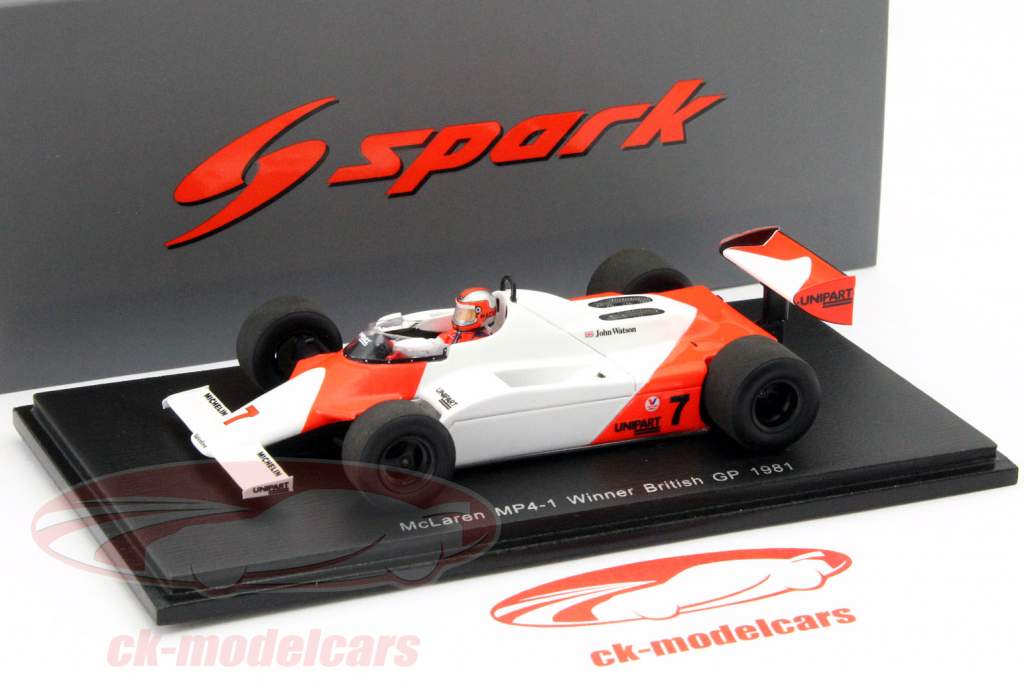 John Watson McLaren MP4/1 #7 ganador Gran Bretaña GP fórmula 1 1981 1:43 Spark