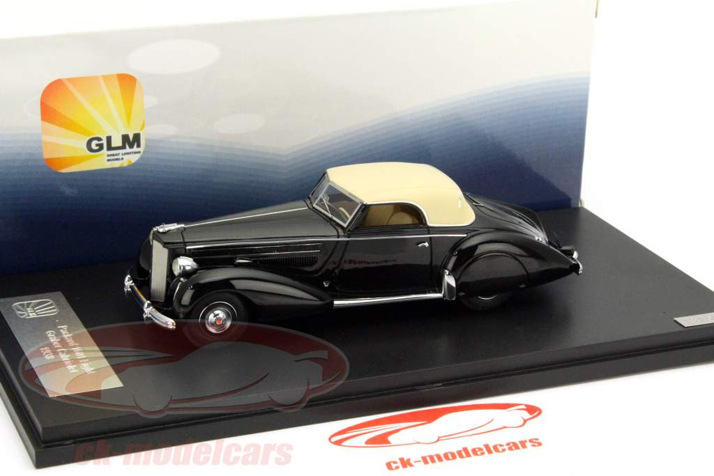 Packard 1601 Eight Graber Cabriolet år 1938 sort 1:43 GLM