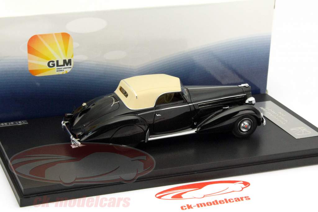 Packard 1601 Eight Graber Cabriolet år 1938 sort 1:43 GLM