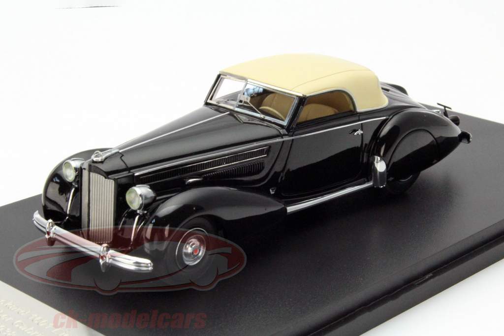 Packard 1601 Eight Graber Cabriolet år 1938 sort 1:43 GLM