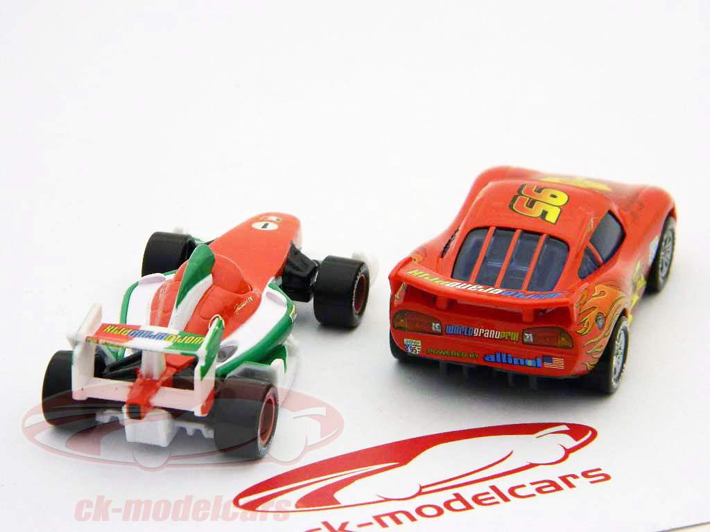 Disney Pixar Carros 2 Set com Relâmpago McQueen e Francesco Bernoulli 1:43 Mattel