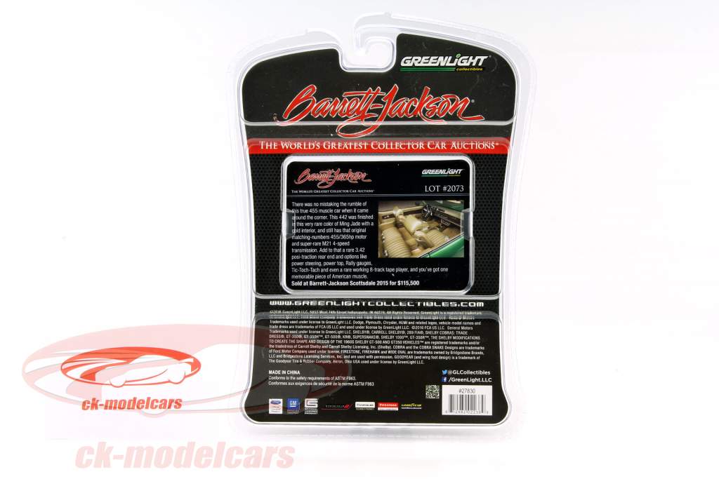 Oldsmobile Cutlass 442 anno 1970 verde 1:64 Greenlight