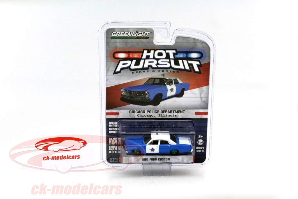 Ford Custom Jaar 1967 Chicago politie afdeling groen 1:64 Greenlight