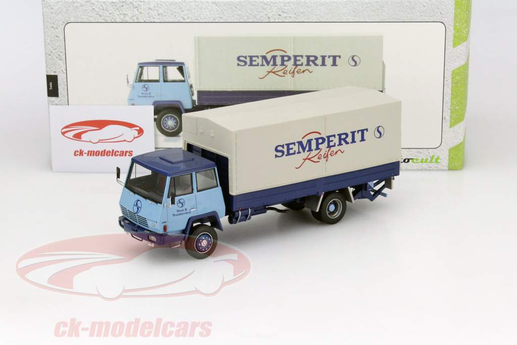 Steyr 1290 caminhão de plataforma Semperit luz azul / azul escuro 1:43 AutoCult