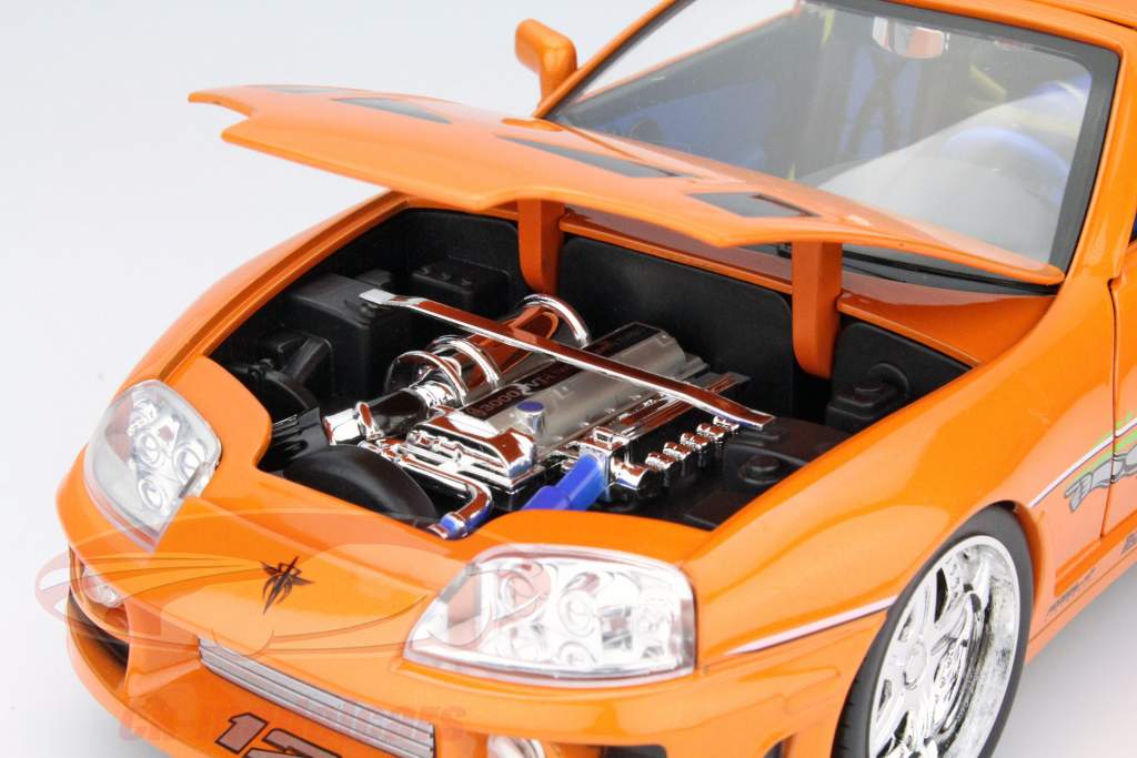 Brian's Toyota Supra Fast and Furious laranja 1:18 Jada Toys
