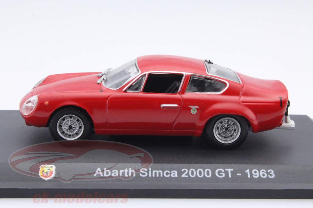 Abarth Simca 2000 GT jaar 1963 rood 1:43 Altaya