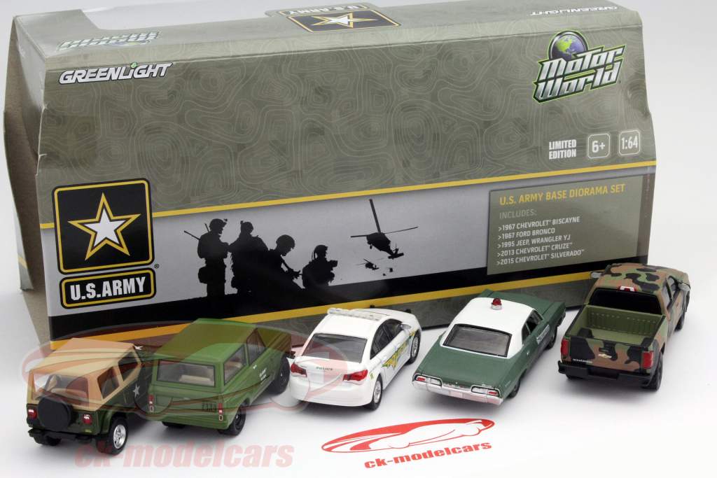 5-Car set US Army verde / bianco / marrone 1:64 Greenlight