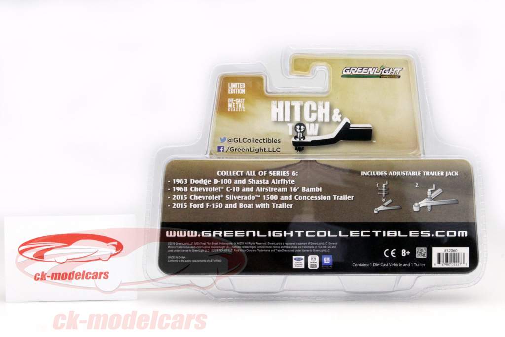 Chevrolet C-10 con Airstream Bambi Hitch and Tow Series rojo 1:64 Greenlight