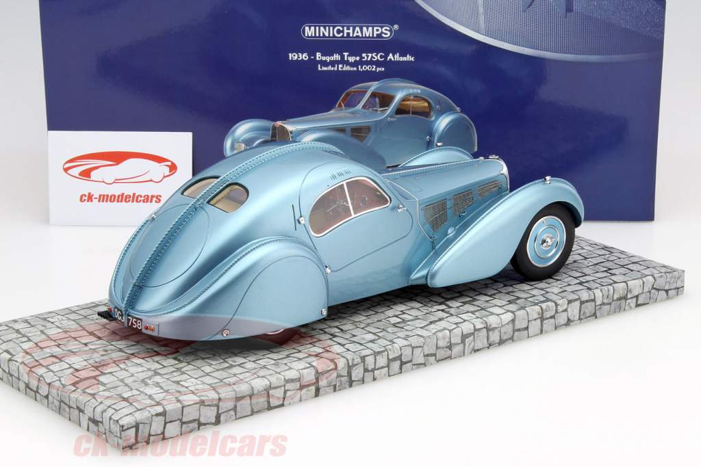 Bugatti Type 57SC Atlantic år 1936 blå metallic 1:18 Minichamps