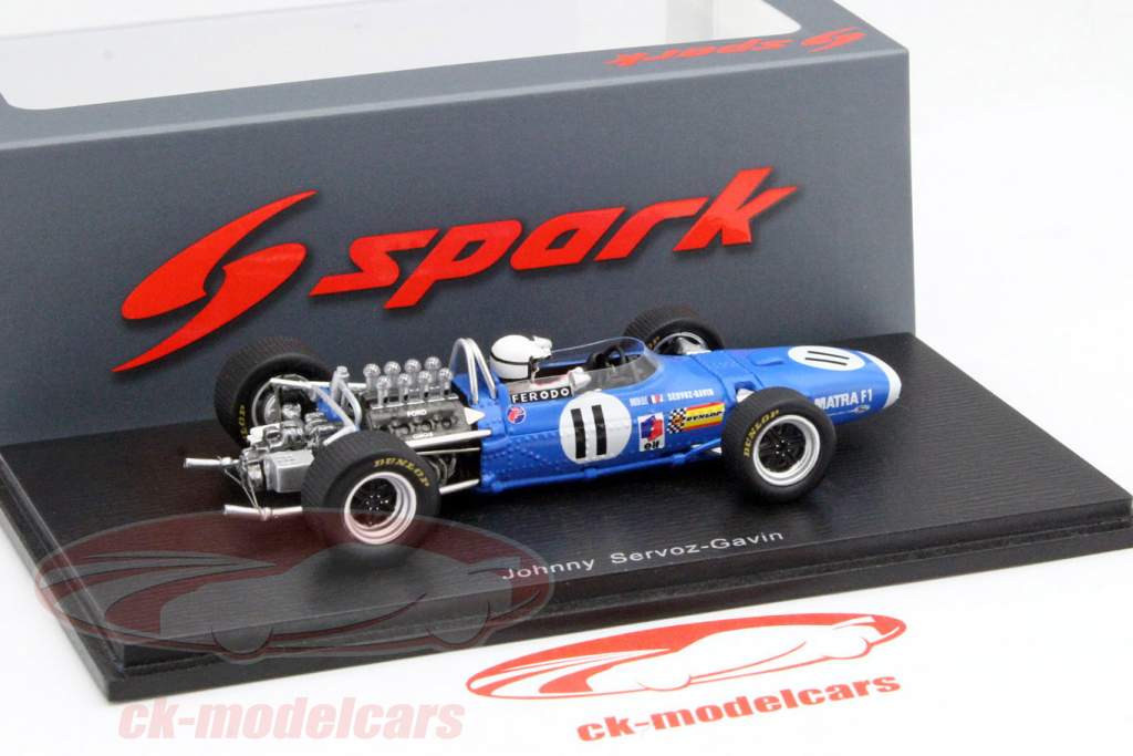 Johnny Servoz-Gavin Matra MS10 #11 Monaco GP formule 1 1968 1:43 Spark