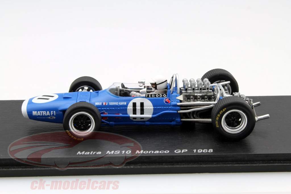 Johnny Servoz-Gavin Matra MS10 #11 Monaco GP formule 1 1968 1:43 Spark