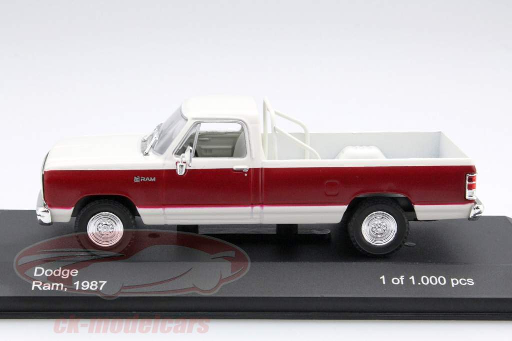 道奇公羊(Ram) 皮卡 1987年 深红/白色 1:43 Whitebox