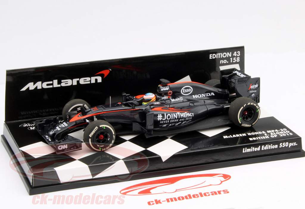 F. Alonso McLaren MP4-30 #14 británico GP fórmula 1 2015 1:43 Minichamps